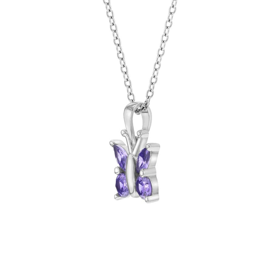 CZ Butterfly Pendant/Necklace - Sterling Silver