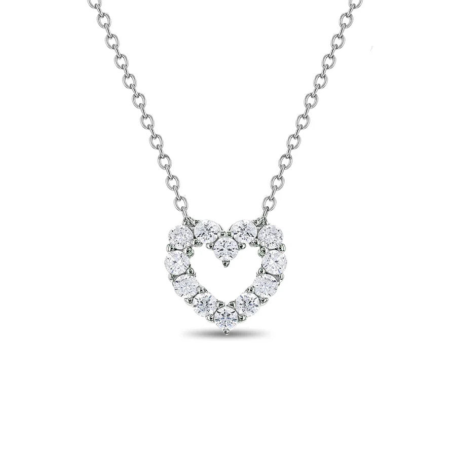 Open CZ Heart Pendant/Necklace - Sterling Silver