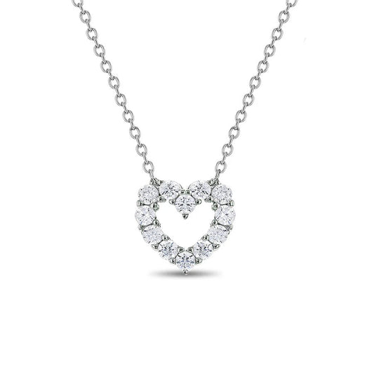 Open CZ Heart Pendant/Necklace - Sterling Silver