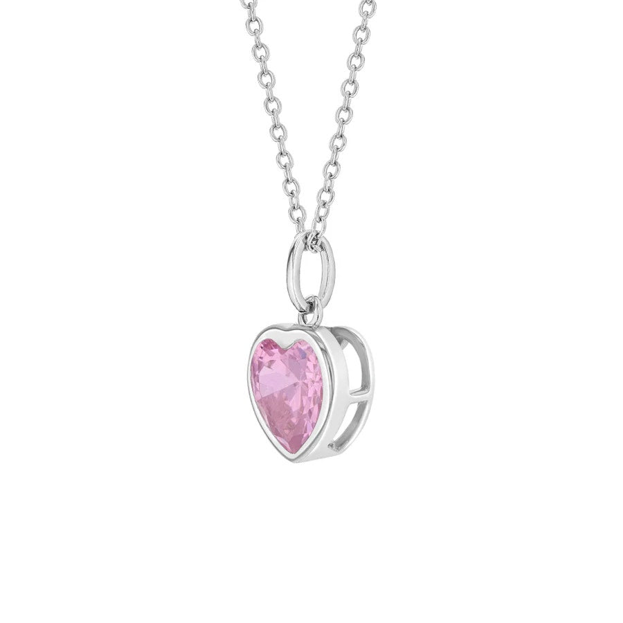 CZ Birthstone Heart Pendant/Necklace - Sterling Silver