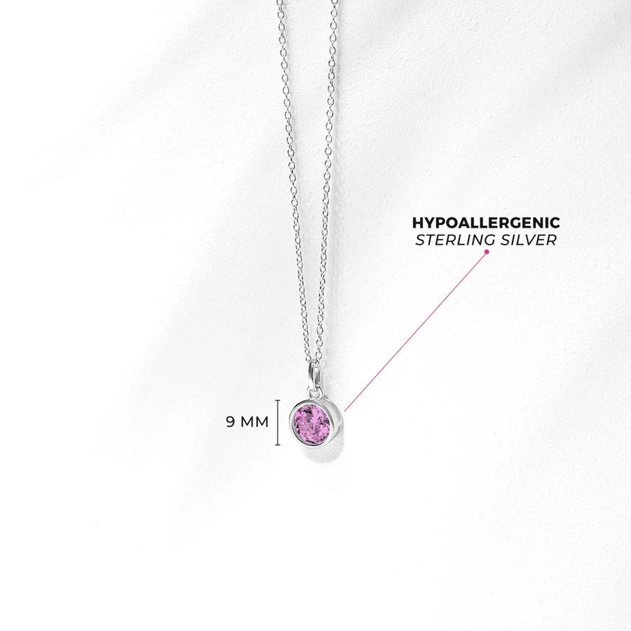 Birthstone Cubic Zirconia Girls Pendant Necklace