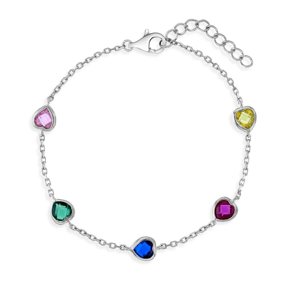 6"-7" Multicolored CZ Charm Kids / Teen Bracelet