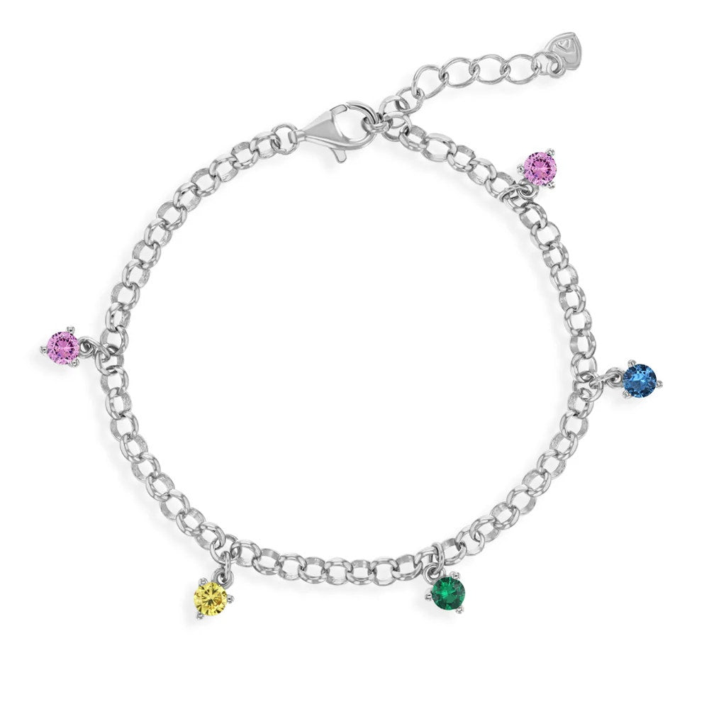 5.5-6.5" Rainbow CZ Gem Charms Kids/Children's/Girl Bracelet