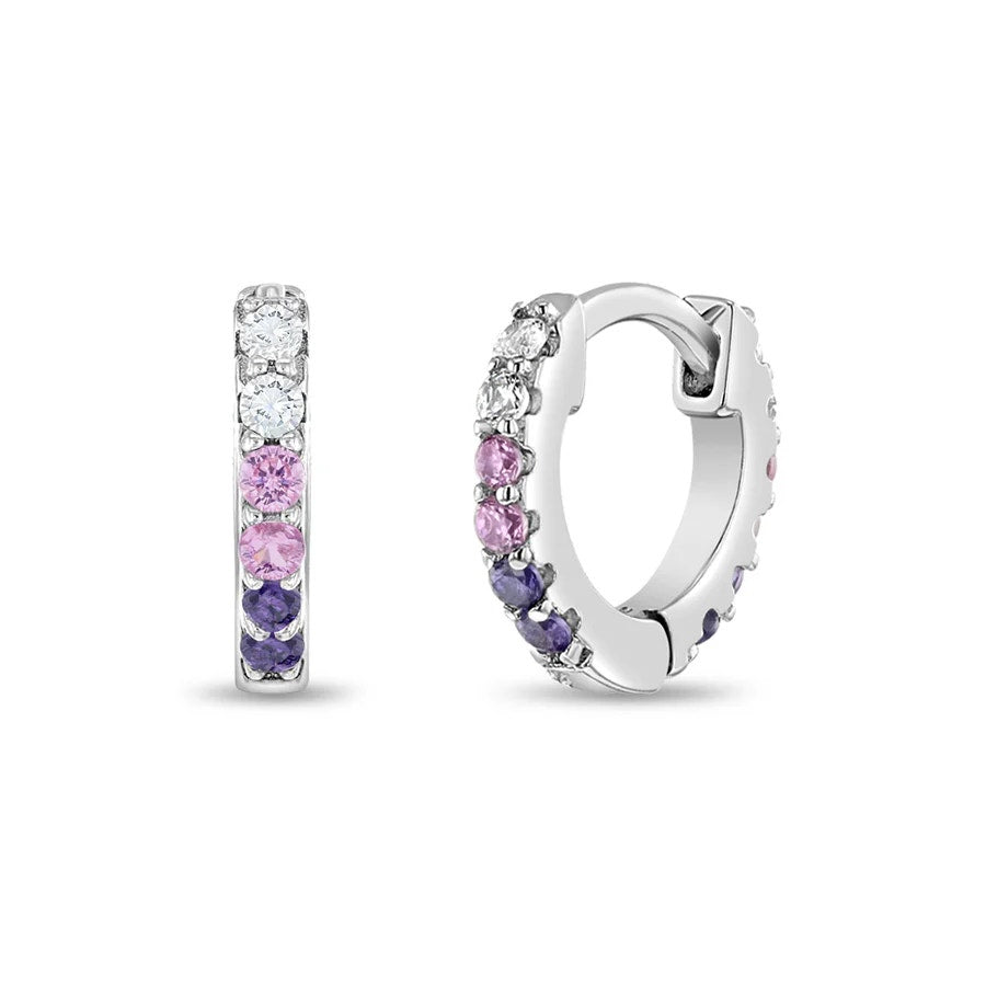 Double Sided Prong CZ Hoop Earrings