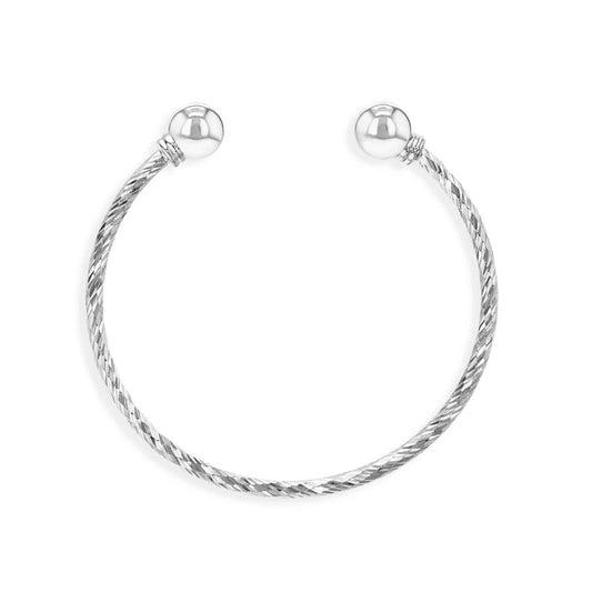 4.5" Cable Ball Cuff Baby / Toddler Bracelet - Sterling Silver