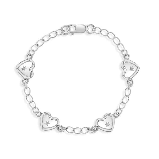 5" Heart Charm Baby / Toddler Bracelet - Sterling Silver