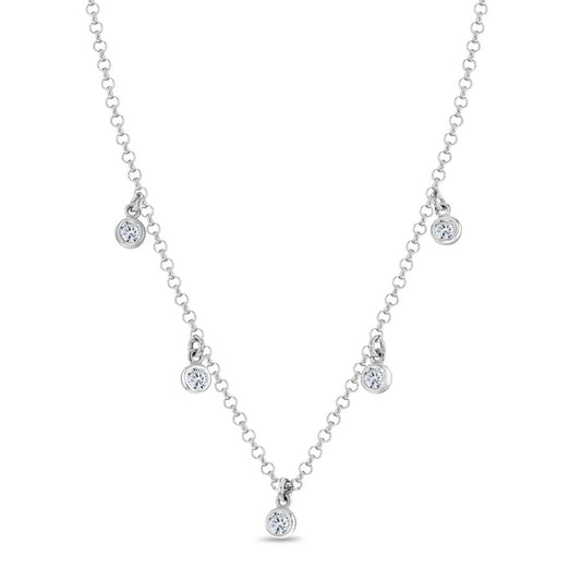 CZ Charm 16" Necklace Clear - Sterling Silver