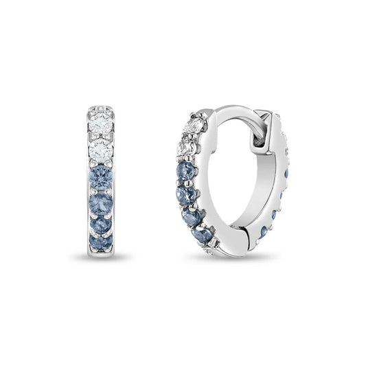 Double Sided Prong CZ Blue 8mm Earrings - Sterling Silver