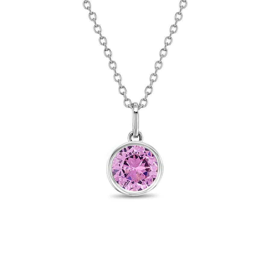 Birthstone Cubic Zirconia Girls Pendant Necklace