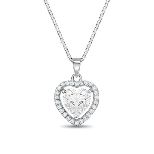 Royal CZ Heart Necklace - Sterling Silver