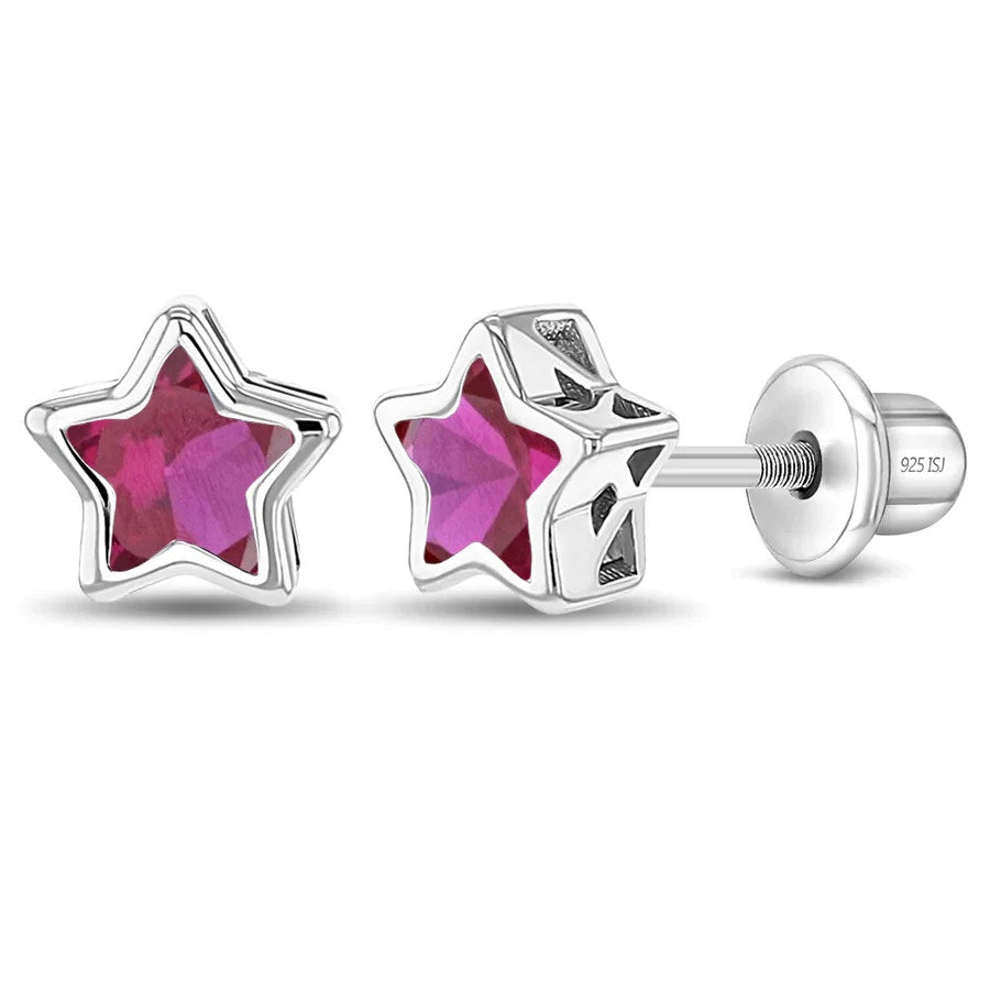 CZ Birthstone Star Girl Earrings