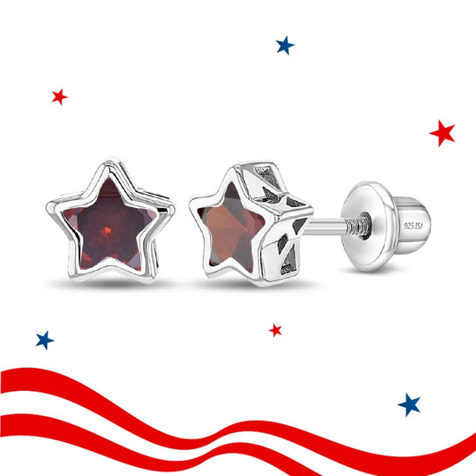 CZ Birthstone Star Girl Earrings