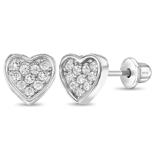 Heart Full of Gems CZ Clear Earrings - Sterling Silver