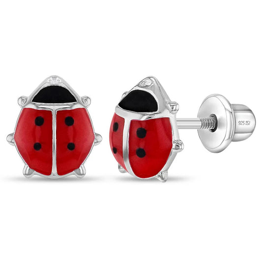 Adorable Enamel Ladybug Girl Earrings