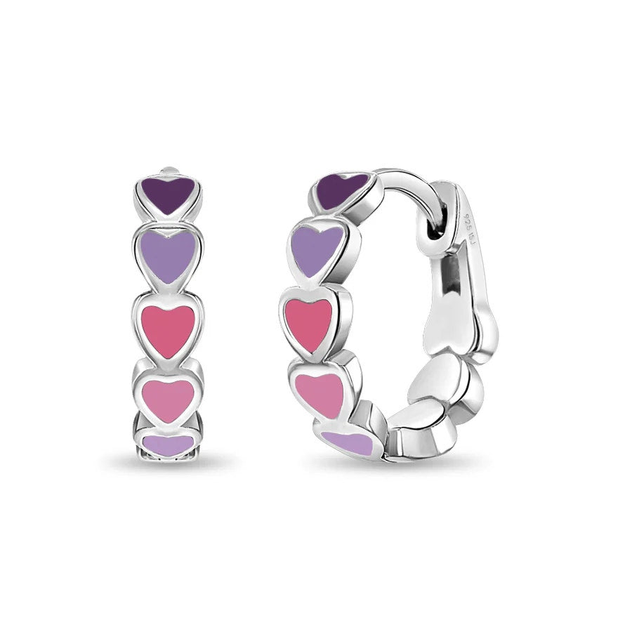 Heart Cascade Girls Huggie Hoops