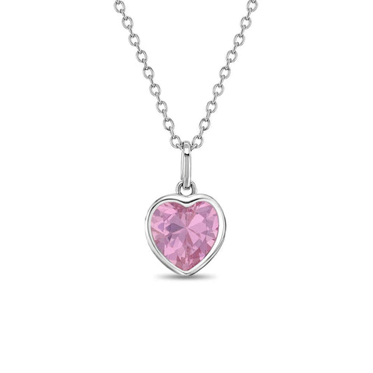 CZ Birthstone Heart Pendant/Necklace - Sterling Silver