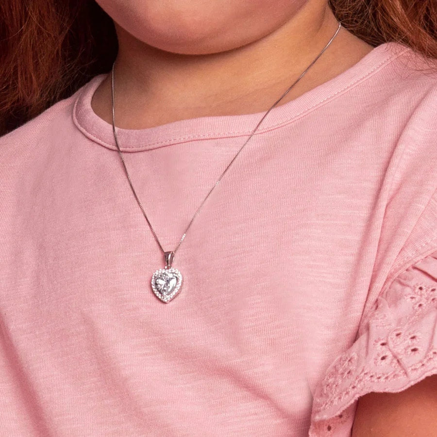 Royal CZ Heart Necklace - Sterling Silver