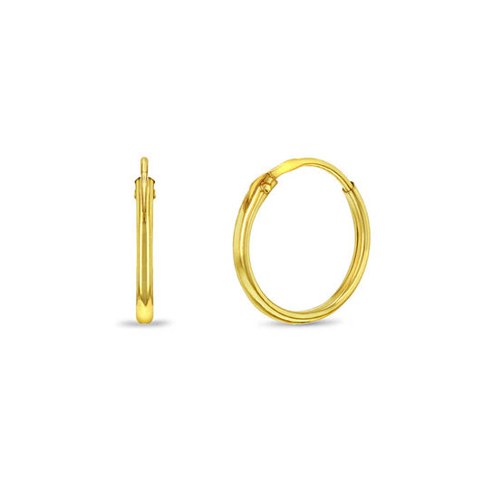 14k Gold Classic Endless Hoop 9-11mm Baby / Toddler / Kids Earrings Hoop - 0.43"